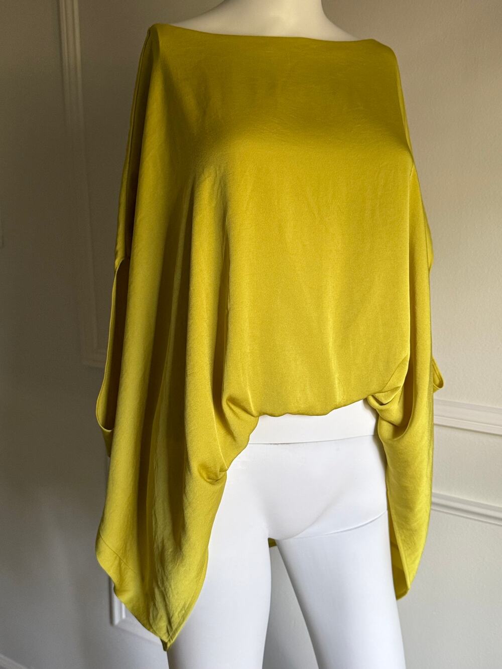 Tyche Chartreuse Batwing Dolman Sleeve Blouse Womens M Oversized Boho Top